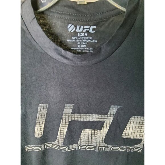 Mens UFC "As Real As It Gets" Black Graphic T-Shirt w.name strip on blackSize M - Picture 3 of 3